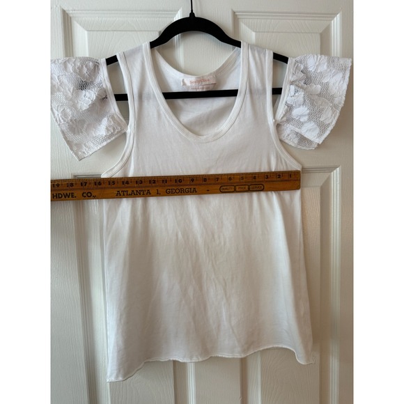 See by Chloe White Cold‎ Shoulder Lace Sleeve Tank Top Size 40 - Picture 6 of 6